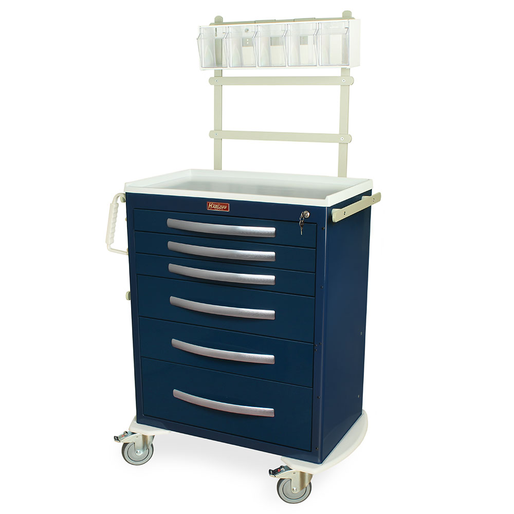 Harloff-MPA3030K06+MD30-ANS A-Series Lightweight Aluminum Standard Width Tall Anesthesia Cart Six Drawers with Key Lock, MD30-ANS Package