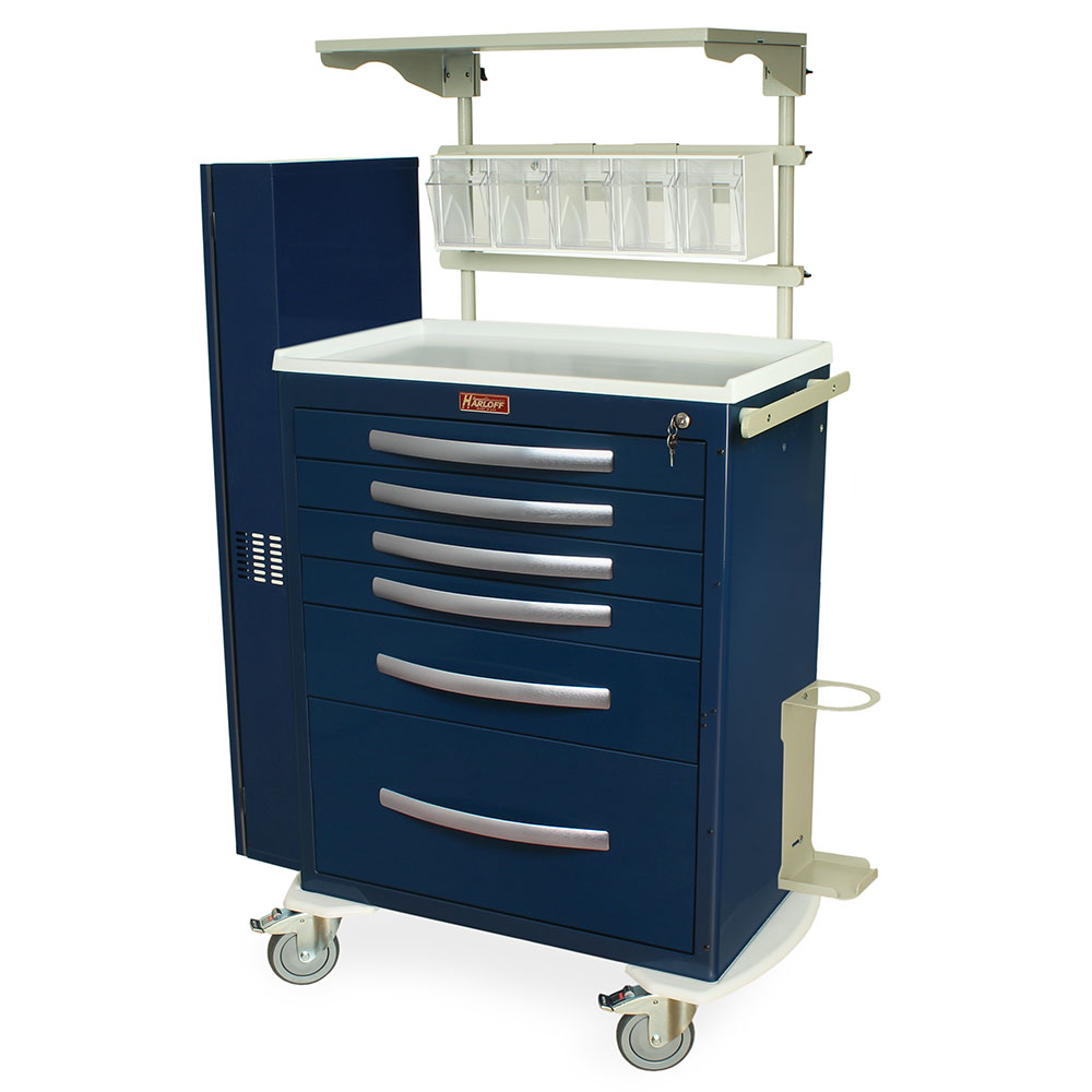 Harloff-MPA3030K16+MD30-AIRWAYPKG-A-Series Lightweight Aluminum Standard Width Tall Intubation Cart Six Drawers with Key Lock, MD30-AIRWAYPKG Difficult Airway Package