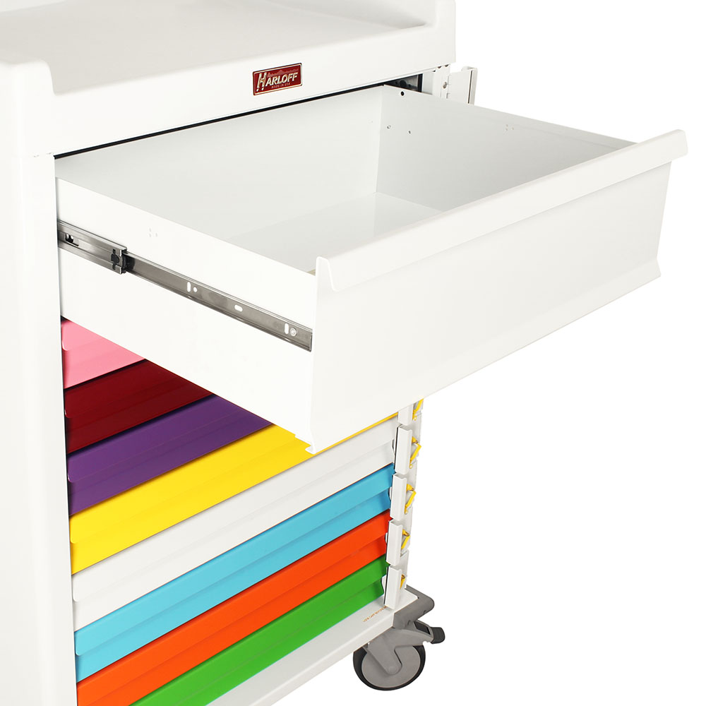 Harloff-MR9B-PED-MR-Conditional Pediatric Crash Cart Nine Drawers with Individual Breakaway Locks