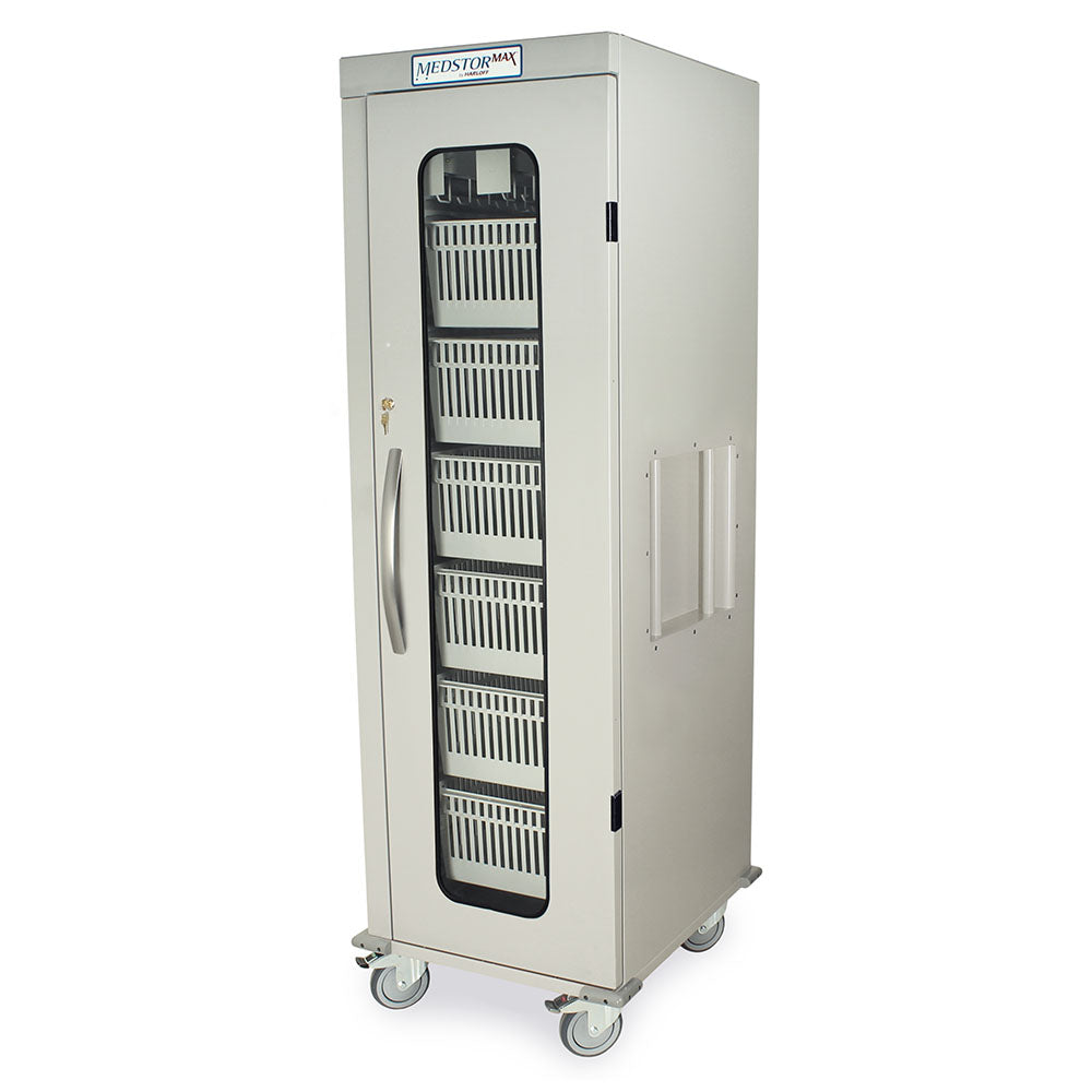 Harloff-MSPM81-00GK-MedStor Max Single Column Medical Storage Cart with Glass Door, Key Lock