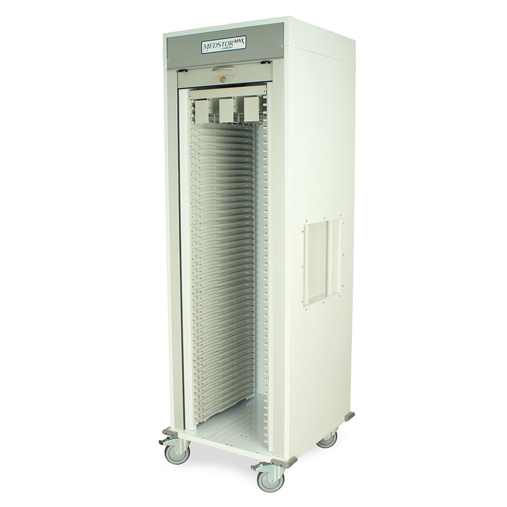Harloff Single Column Medical Storage Cart with Tambour Door & Lock