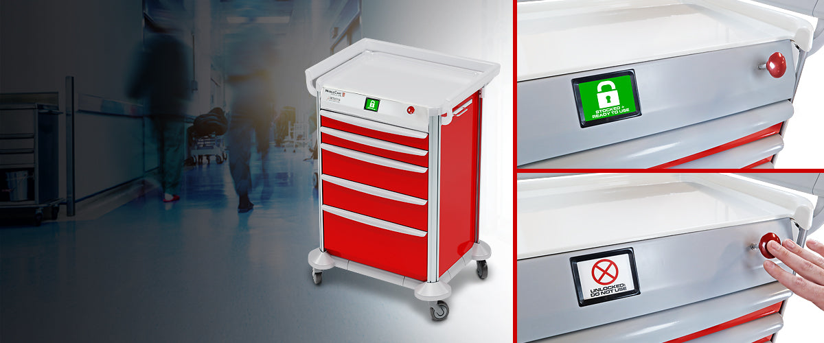 Detecto MobileCare Series Medical Cart, Red, 29 in.