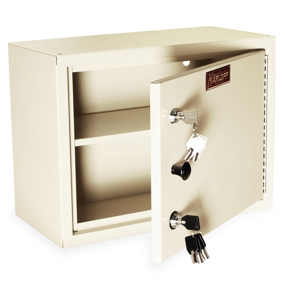 Harloff-NC12C16-ST2-Small Narcotics Cabinet, Single Door with Double Tubular Lock, 12"H x 16"W x 8"D