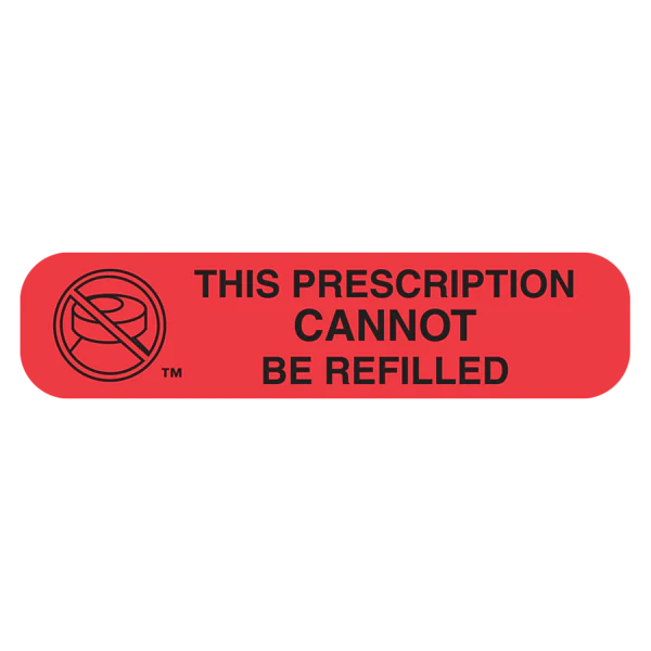 Apothecary Products-40127 "CANNOT REFILL" Label