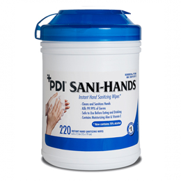 Crosstex-SAND-Sani-Hands® Instant Hand Sanitizing Wipes 135 wipes/canister, 6 in x 7.5 in (15 cm x 19 cm) (135/Tube / 12 Tubes/Case)