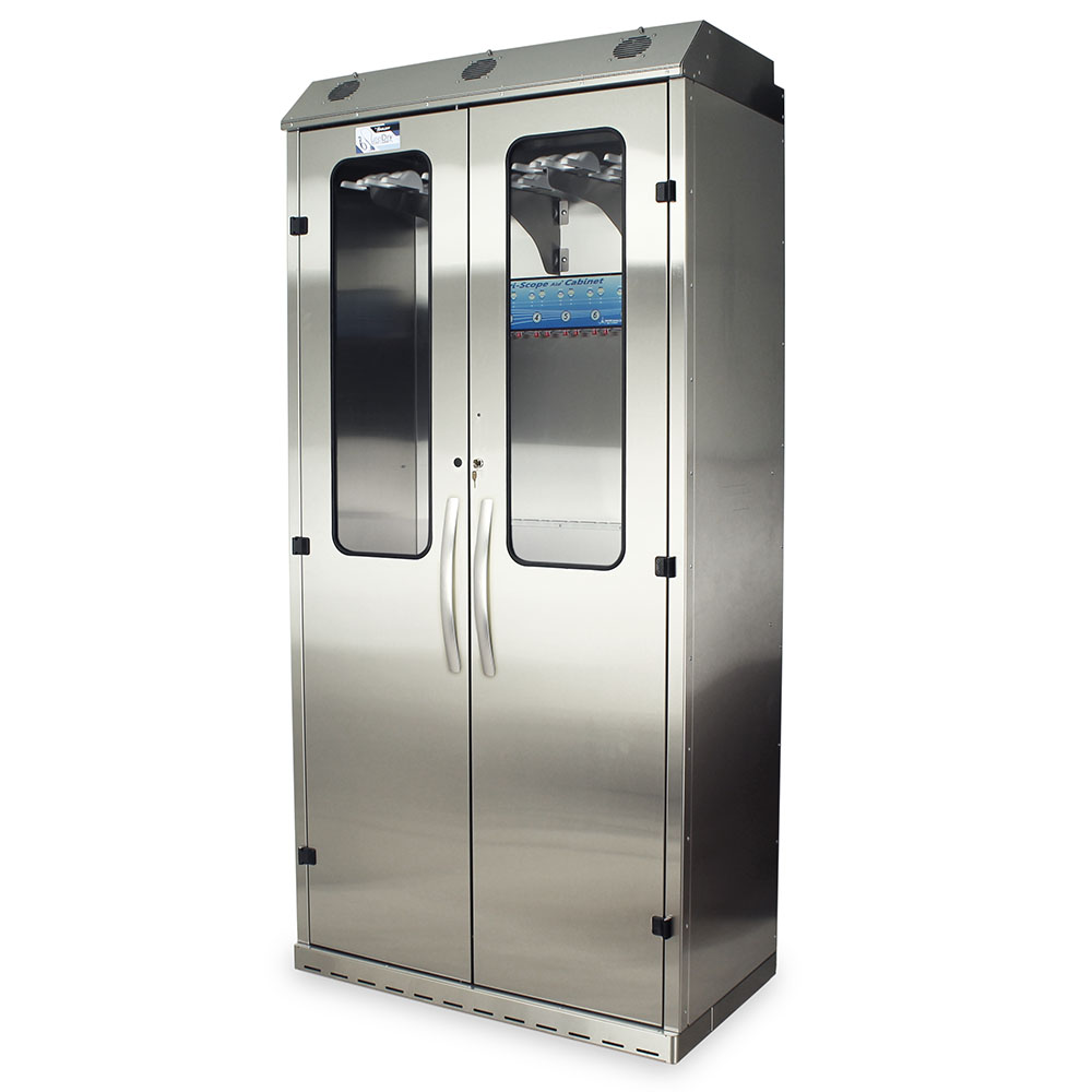 Harloff-SCSS8044DRDP-DSS3316-Stainless Steel SureDry 10 Scope Drying Cabinet with Dri-Scope Aid - Key Locking Tempered Glass Doors