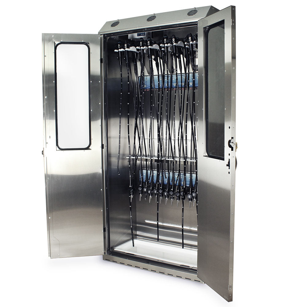 Harloff-SCSS8044DRDP-DSS3316-Stainless Steel SureDry 10 Scope Drying Cabinet with Dri-Scope Aid - Key Locking Tempered Glass Doors