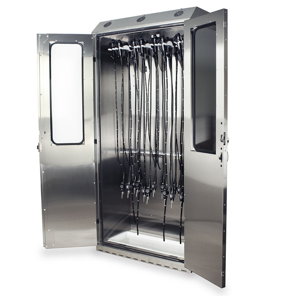 Harloff-SCSS8044DREDP-Stainless Steel SureDry High Volume 16 Scope Drying Cabinet - Basic Electronic Push Button Locking Tempered Glass Doors