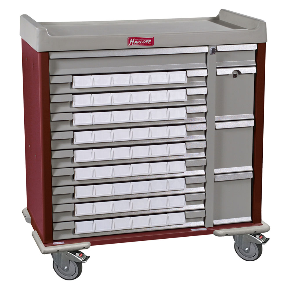 Harloff-SL54BIN3-Standard Line 54 - 3.5" Med-Bin Medication Cart with Key Locks