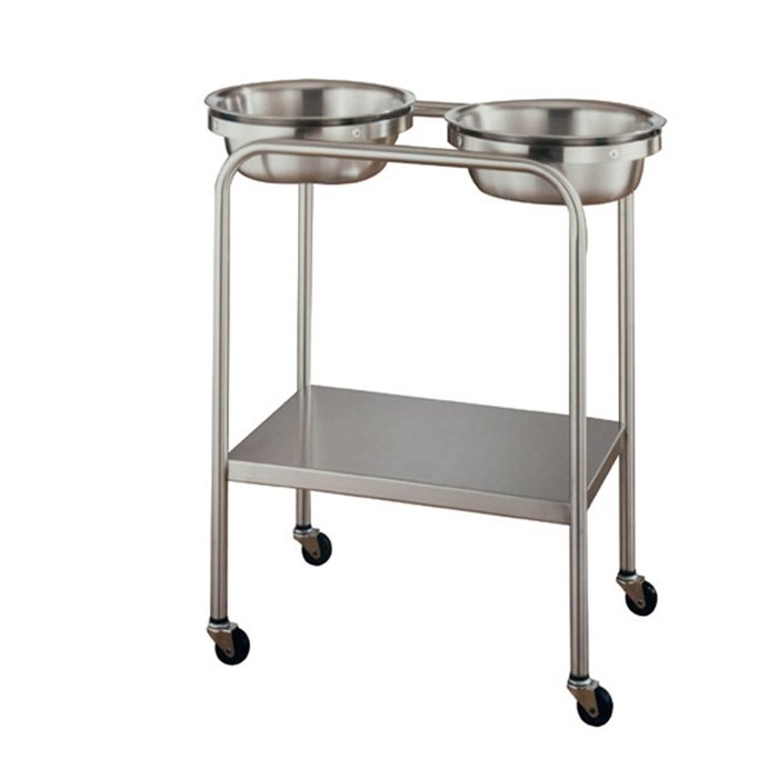 UMF MEDICAL-SS8360 Stainless Steel Twin basin stand with shelf