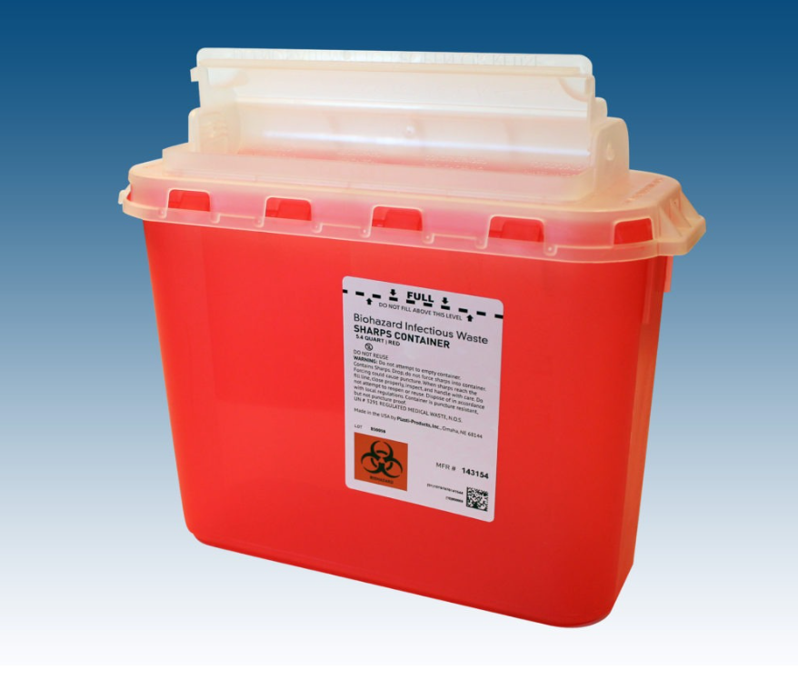 Plasti-Products-143154 Biohazard Sharps Disposal Container, Red (5.4 Quarter) 20/Case