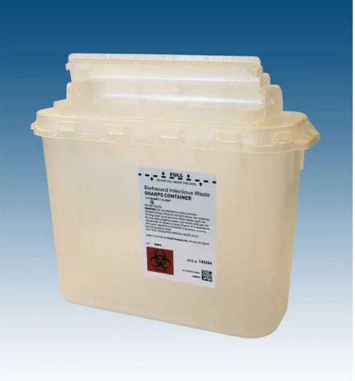Plasti-Products-143254 Biohazard Sharps Disposal Container, Clear (5.4 Quarter) 20/Case
