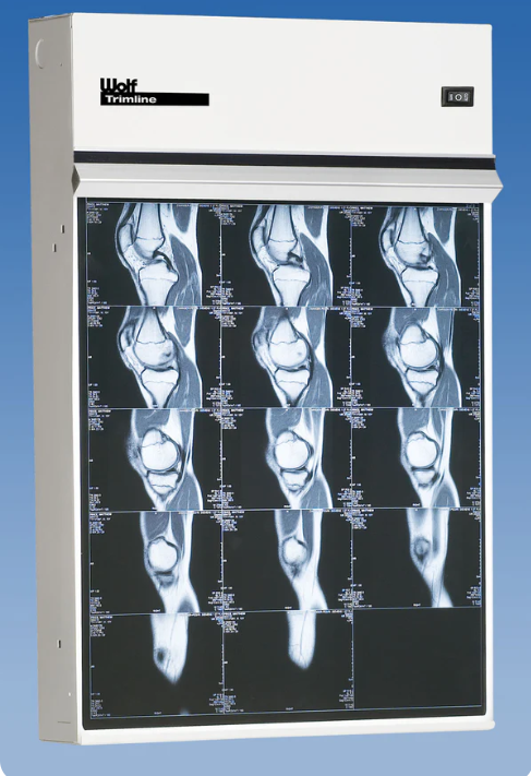 Iluminador Trimline de Wolf X-Ray Corporation: 2 bombillas por área de visualización, cambio automático, 14" x 17", 220 V