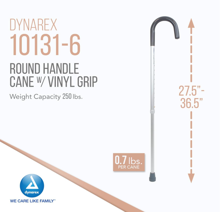 Dynarex-10131 Round Handle Cane with Vinyl Grip