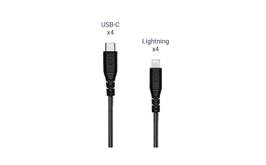 Luxor-CHSN001 KwikBoost Braided Cable Bundle 4 Lightning; 4 USB-C