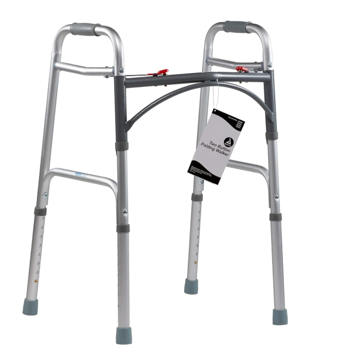 Dynarex 10160-4 Adult Two Button Folding Walker, (32-39), 1pc/bag,4bags/cs
