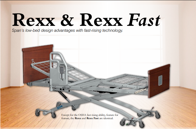 Span America-QD2000MLF-Rexx - Cama eléctrica para cuidados a largo plazo de 84-1/2 pulgadas de largo con plataforma de rejilla ortopédica y rango de altura de 7-7/8 a 27 pulgadas
