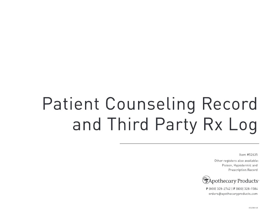 Apothecary Products-52635 Patient Counseling Record & Third-Party Rx Log