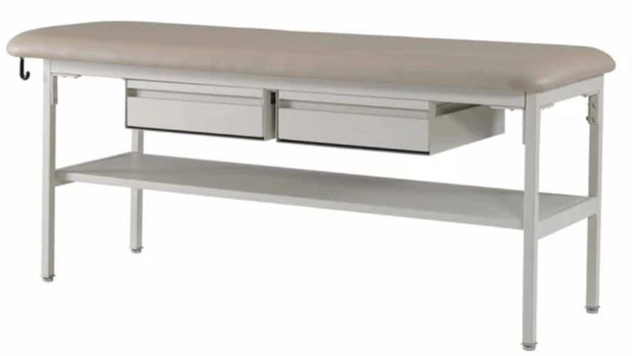 Mesa de tratamiento de superficie plana Graham Field: estante y dos cajones