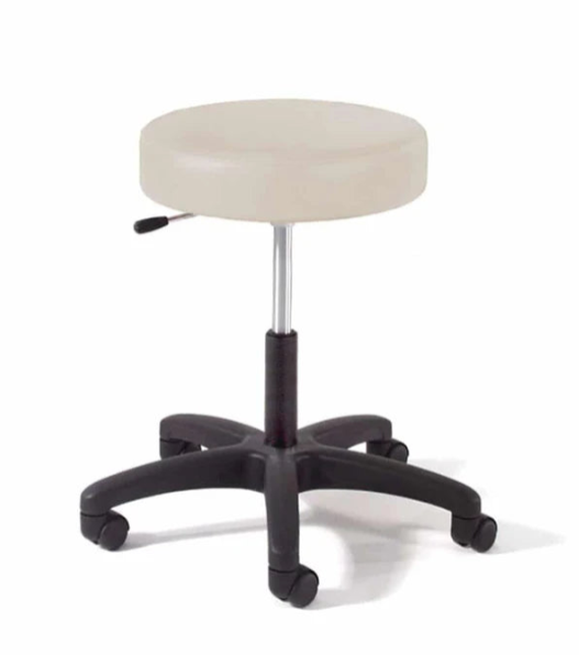 Taburete para médico Graham Field, palanca de liberación única, base de composite negra con respaldo