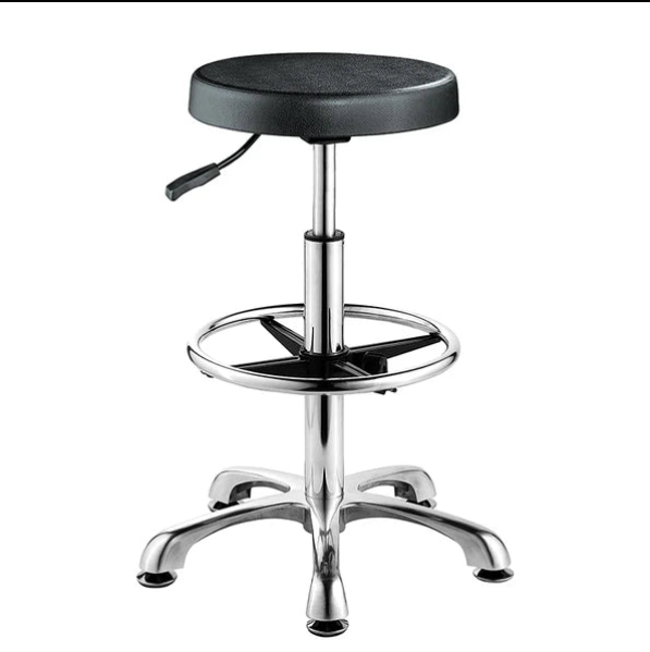 Graham Field Lab/Counter Stool, Chrome 360 Hand Release, Polished Aluminum Base w/Foot Ring