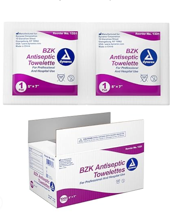 Dynarex-1331 BZK Antiseptic Towelettes 5 in. x 7 in (CS/1000)