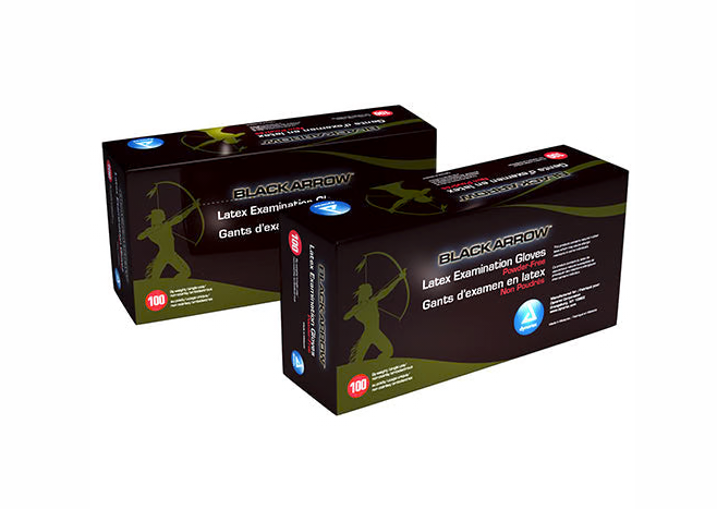 Dynarex Black Arrow Latex Exam Gloves, Powder-Free (Case Of 10 Boxes)