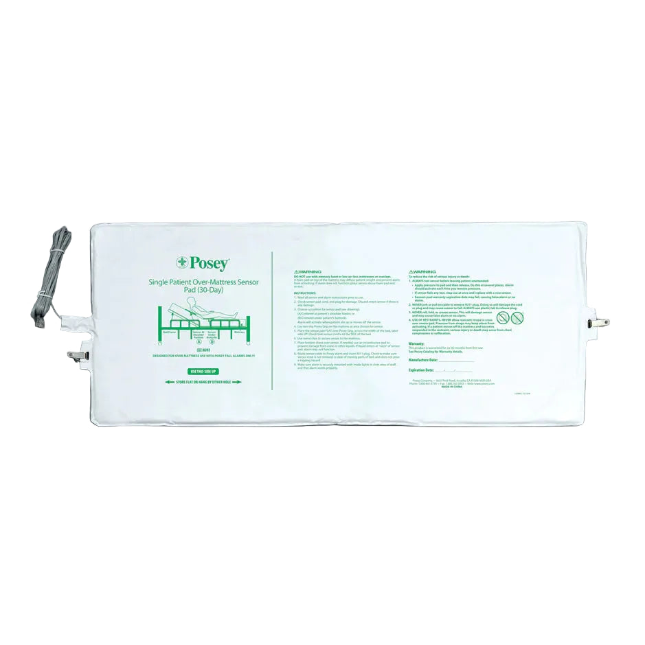 Posey/TIDI Products-8283 Bed Sensor Pad, Single Patient Use, 12in.W x 120in.L, 30-Days, 96" Cord Length, Each