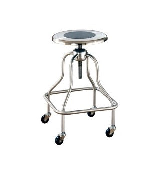 UMF MEDICAL-SS6704NC Stainless Steel Revolving stool w/ ring foot rest and no back, seat height 19"- 25", Non-Corrosive Model