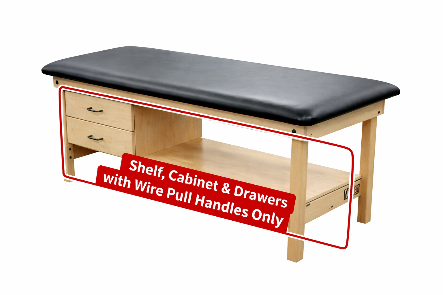 PHS Medical-EWT-Drawers (AN OPTION ACCESSORIES) Shelf, Cabinet and Drawers with Wire Pull Handles for Essential Wood Treatment Tables – Lift Back & Flat Cushion Compatible