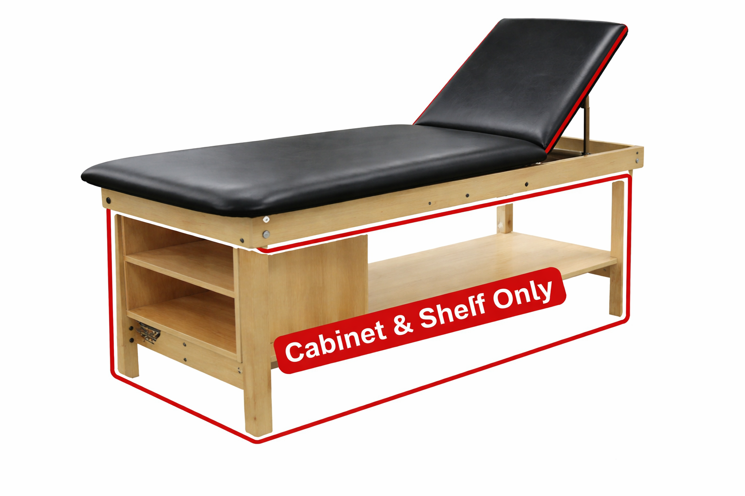 PHS Medical-EWT-Cabinet (An Option Accessory) Shelf and Cabinet for Essential Wood Treatment Tables – Lift Back & Flat Cushion Compatible