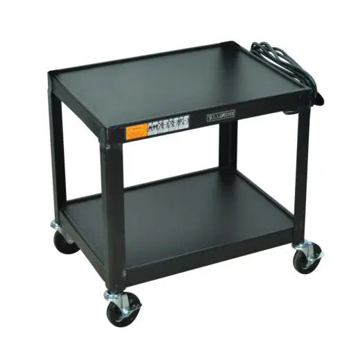 Luxor-AV26 26" High 2-Shelf Black Steel Utility A/V Cart