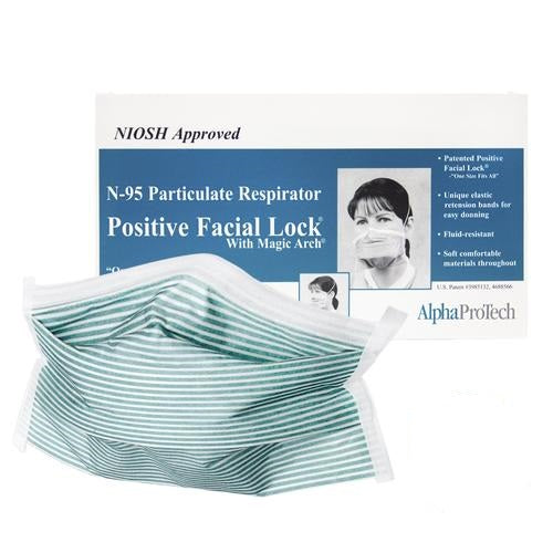 Alpha ProTech-695 PFL N-95 Particulate Respirator/Surgical Masks Case Of 210 (6 boxes of 35)