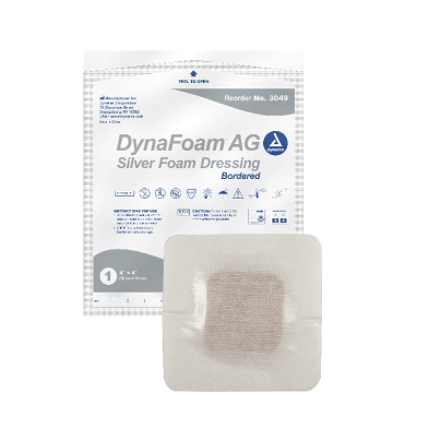 Dynarex-3049 Foam AG Bordered Silver Foam Dressings