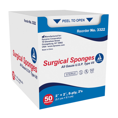Dynarex X-Ray Detectable Surgical Gauze Sponges & Pads - Sterile