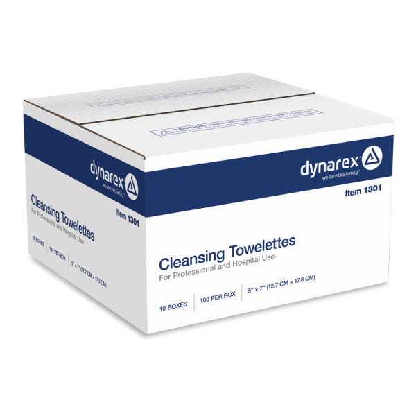 Dynarex-1301 Cleansing Towelettes 5" x 7" (100/Bx 10Bx/CS)