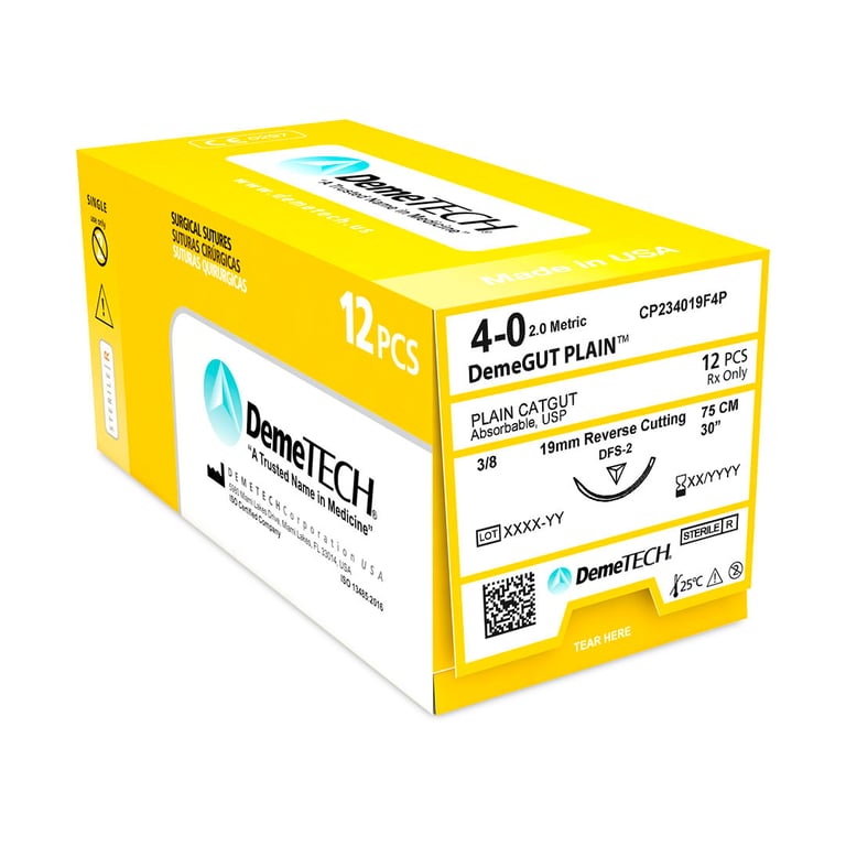 DemeTECH DemeGUT PLAIN Plain Catgut, Absorbable, Beige Suture