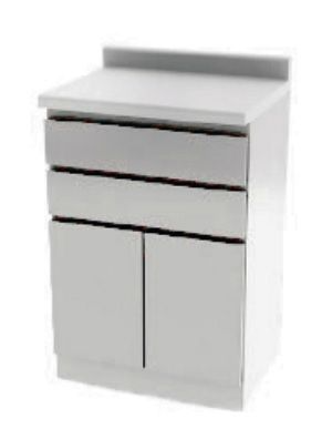 UMF MEDICAL-6014QW 24" Base cabinet 2 drawers, 2 doors - QUIET WHITE