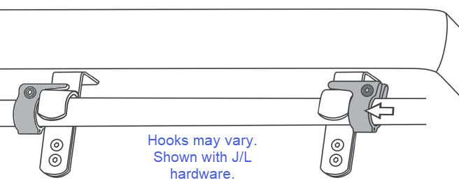 Therafin-50480 Seat Hardware, 1" Drop Hooks w/ Front & Rear Rail Locks, 1" Tube