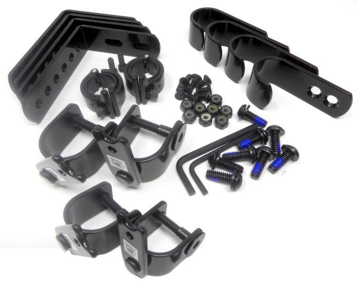Therafin-50395 Back Hardware, 7/8" & 1" w/ 6 Hole Ls & 2 Hole Js w/ Swingtabs & Rail Locks