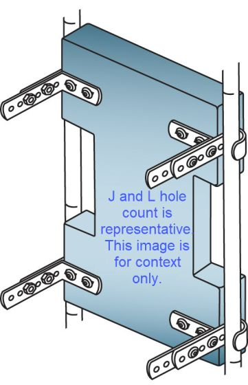 Therafin-50395 Back Hardware, 7/8" & 1" w/ 6 Hole Ls & 2 Hole Js w/ Swingtabs & Rail Locks