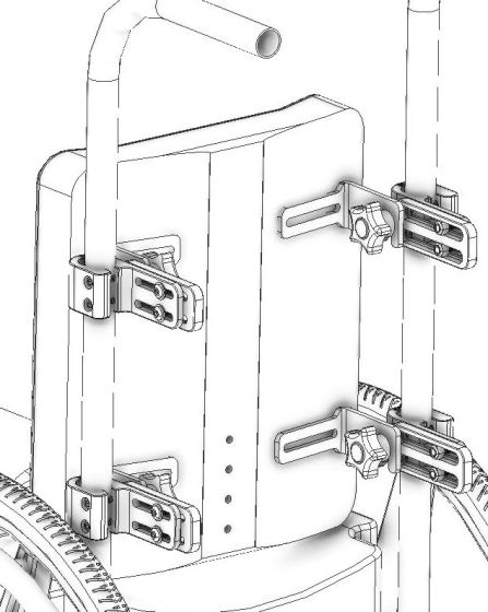 Therafin-50739 Back Hardware, 4 Knob for 12-13W Curved Back, 2 L/R Pairs