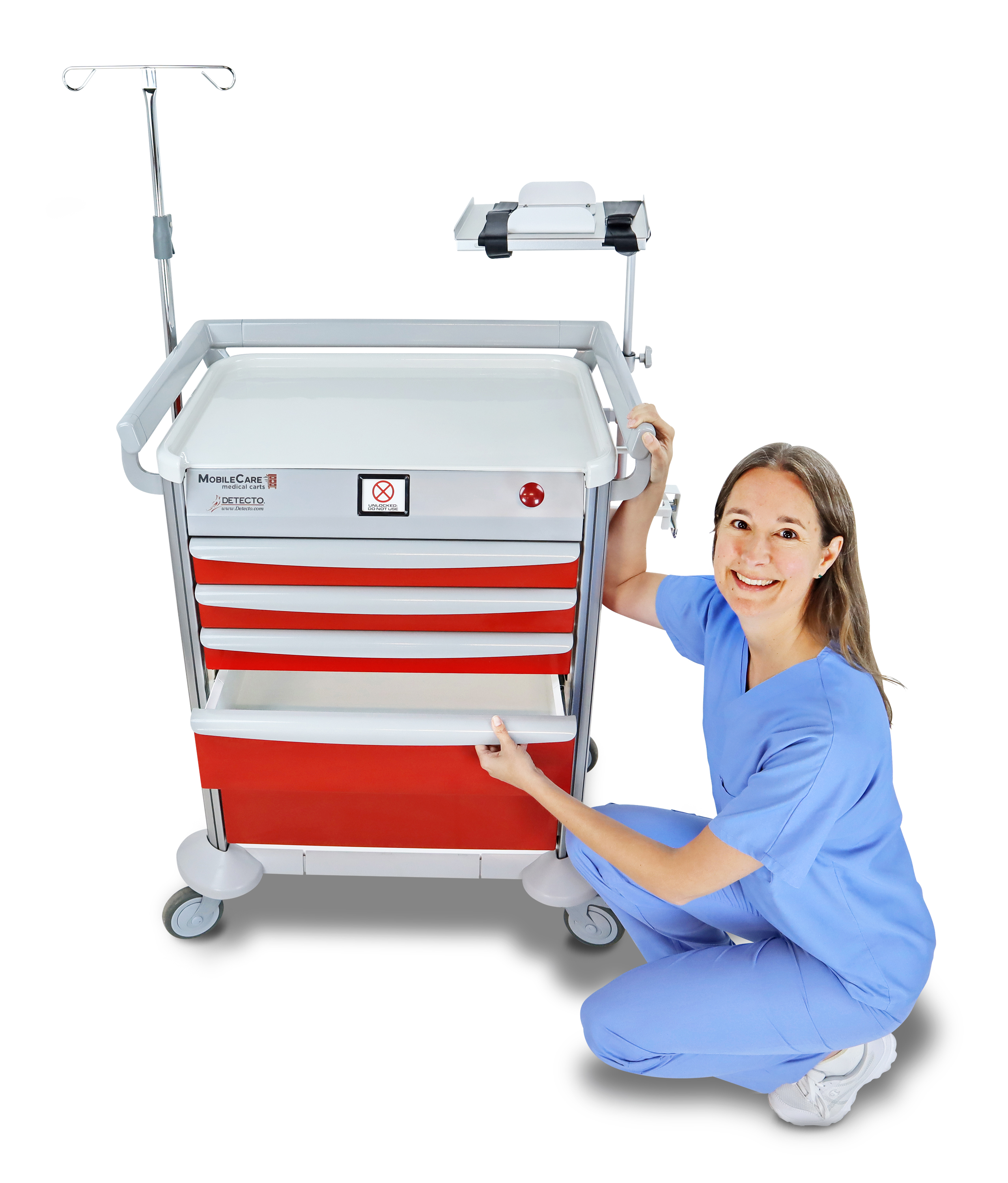 Detecto MobileCare Series Medical Cart, Red, 16.5 in. Electronic