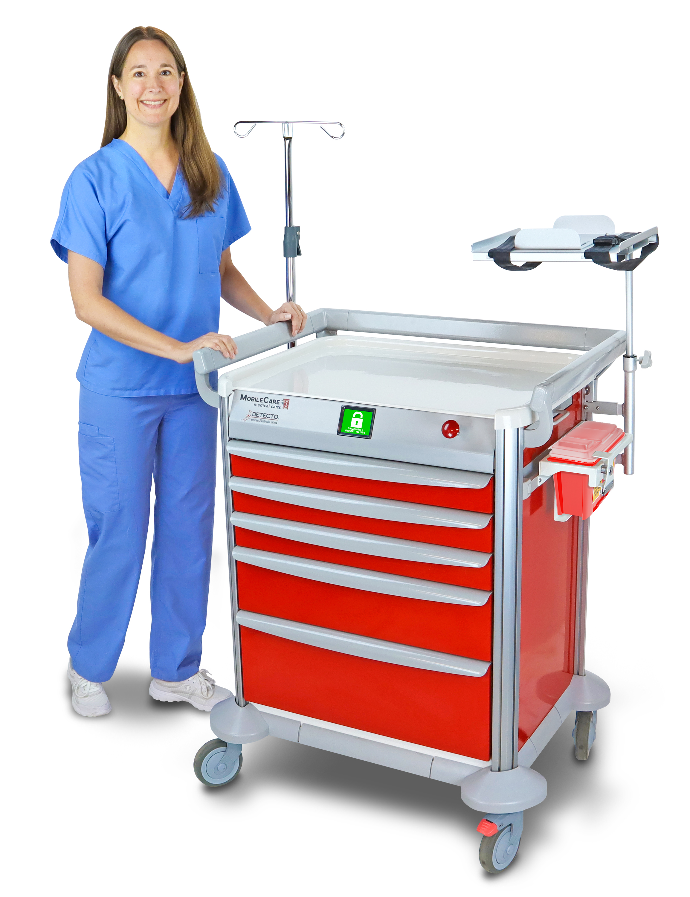 Detecto MobileCare Series Medical Cart, Red, 16.5 in. Electronic