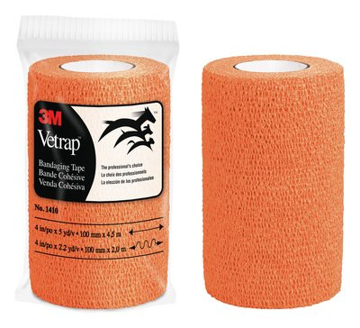 3M-1410BO-Vetrap™ Bandaging Tape, Bright Orange, 4.5m Roll, 1 rl/pk, 18 rl/cs (Continental US+HI Only)