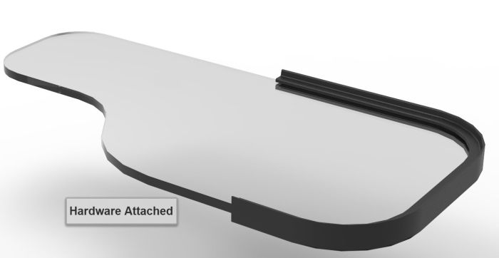 Therafin Half Tray, Clear 3/8", Trimline w/ Permobil HD 3G Armrest Bracket & Rim