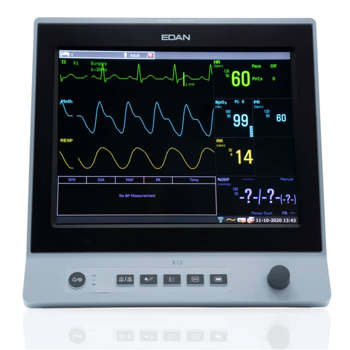 Ensure continuous and precise patient monitoring with the Edan X12. Portable, durable, and designed for hospitals, clinics, and emergency care.