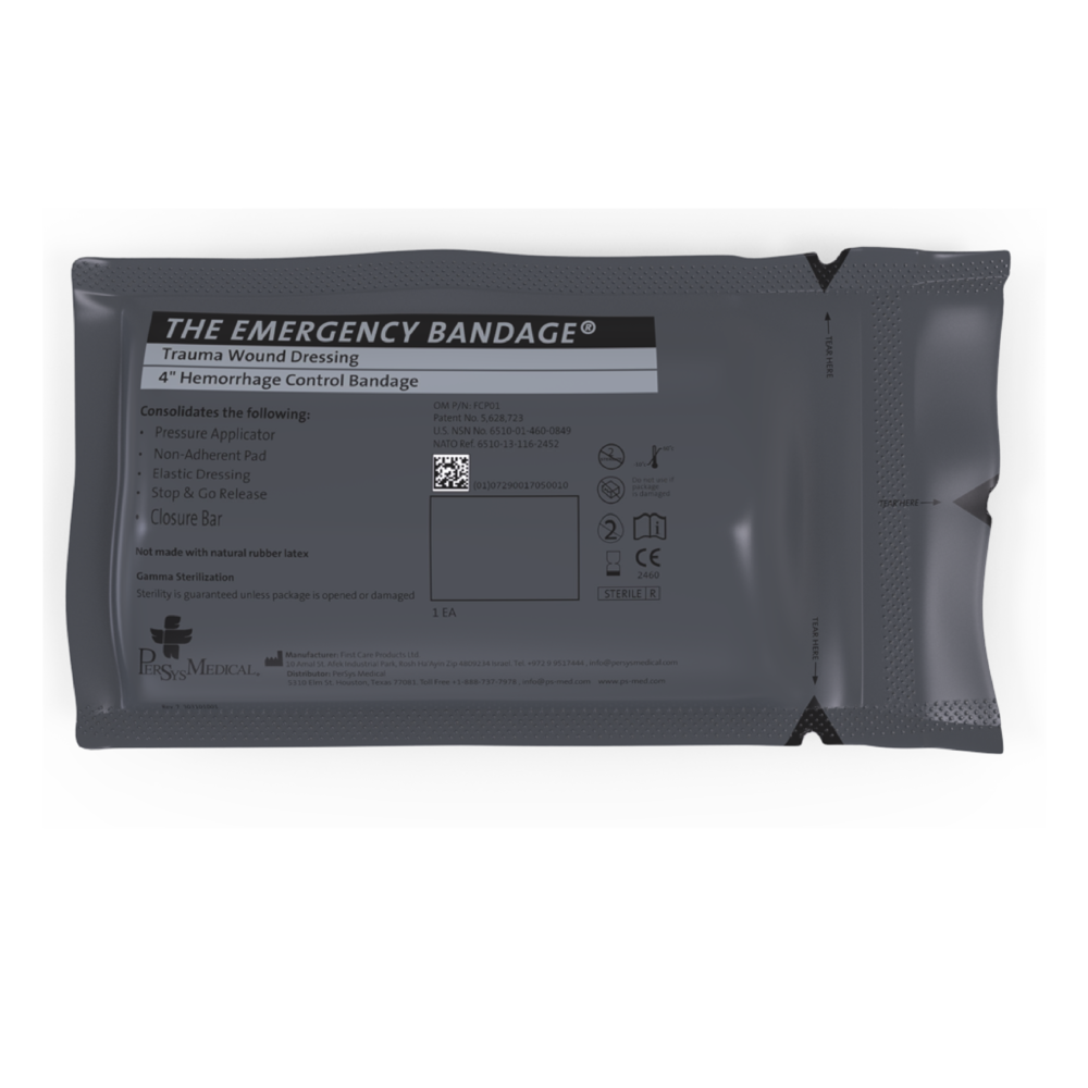 Safeguard Medical-FCP-01 Emergency Bandage Next Gen, Black - Military (4") (case of 100)