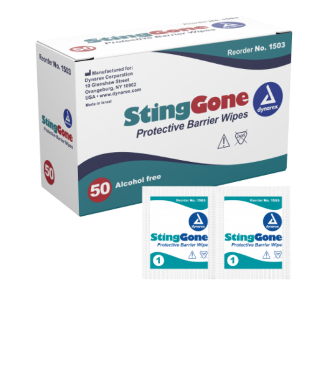 Dynarex-1503 Dynarex StingGone Protective Barrier Wipes
