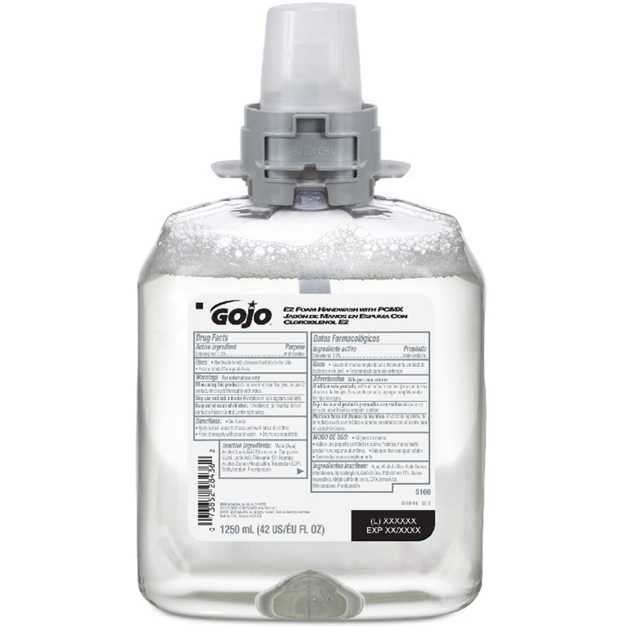 Gojo-5169-04 E2 Foam Handwash, with PCMX, Dye-Free, Fragrance-Free, FMX-12™, 1250mL (4/cs)